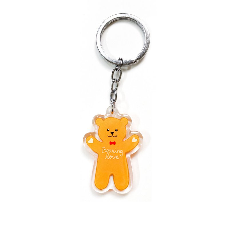 Ginger Bear Acrylic Keychain, Cute Good Luck Charm - 鑰匙圈/鑰匙包 - 壓克力 