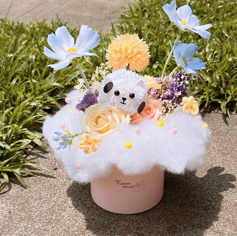 Global Taoyuan A19 x Milin Cat Cloud Marshmallow Flower Gift Handmade Course - จัดดอกไม้/ต้นไม้ - พืช/ดอกไม้ 