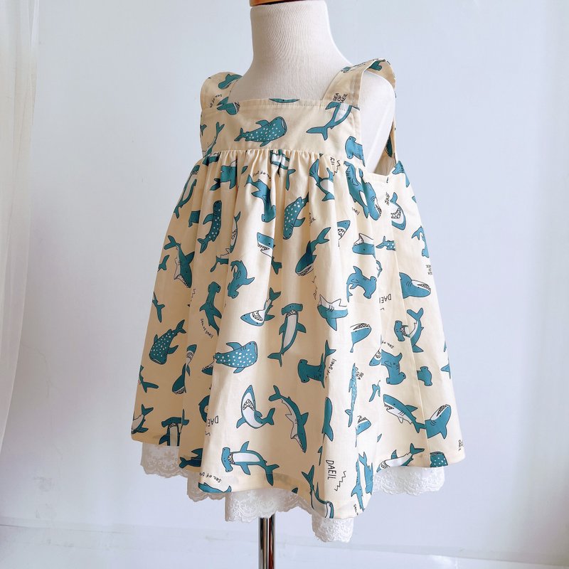 Small fresh dress-Tofu Shark - Skirts - Cotton & Hemp Blue