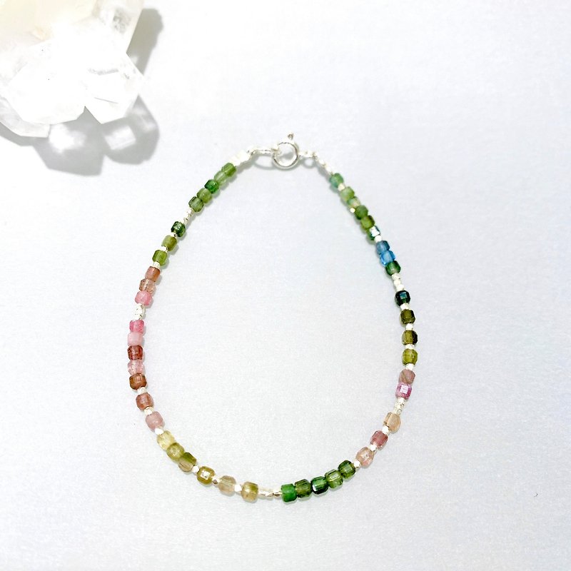 Ops Tourmaline Gemstone Lucky Unique Special Gift Colorful Sterling Silver - Bracelets - Gemstone Multicolor