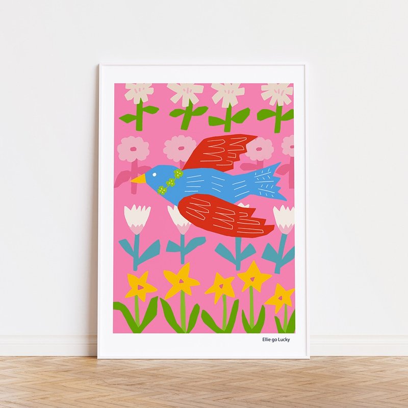 Art print/ Lucky Bird / Illustration poster A3,A2 - โปสเตอร์ - กระดาษ 