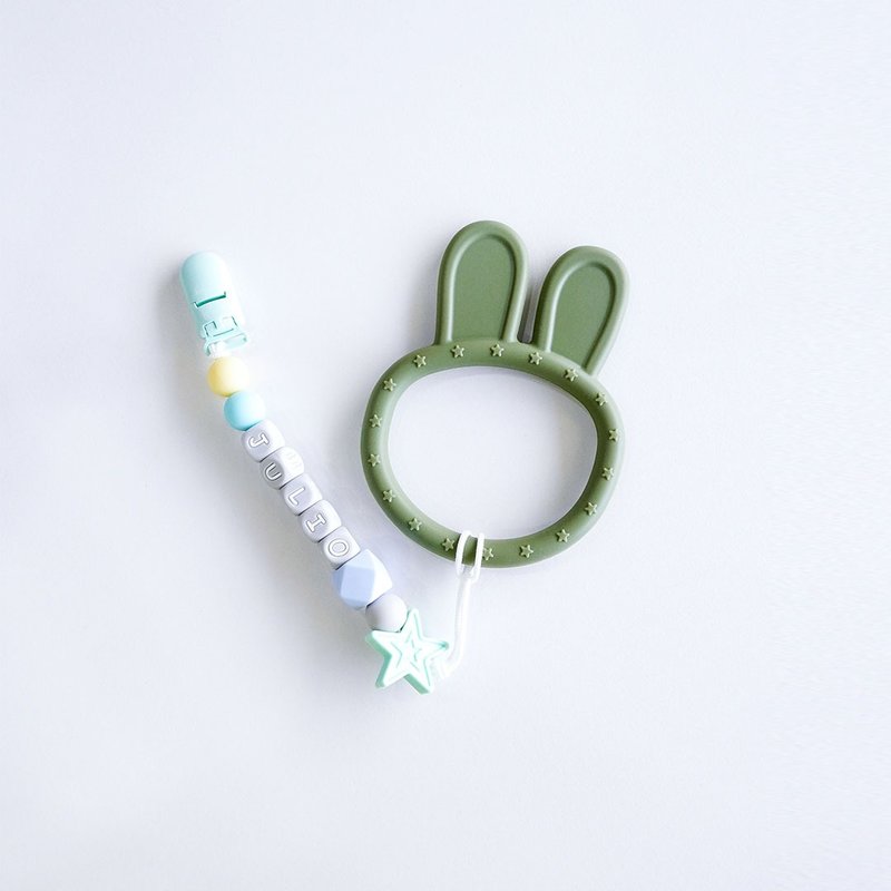 10 JULIO Cactus Green Rabbit Teeth Fixers + Customized Pacifier Chain - Kids' Toys - Other Materials Multicolor