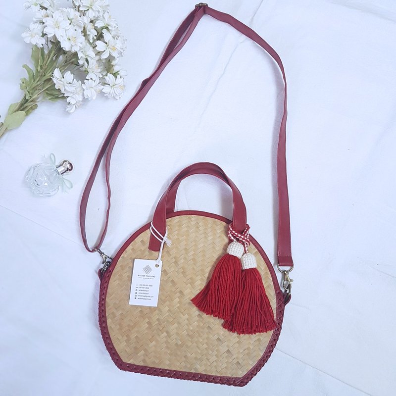 Straw Bag, Crossbody Bag, Handbag, Thai Weaving Seagrass - 側背包/斜背包 - 植物．花 