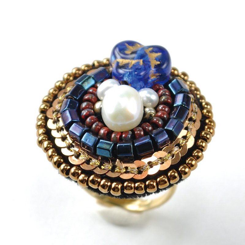 戒指 blue statement ring, sparkly ring, gorgeous ring, free ring 3 - 戒指 - 玻璃 藍色