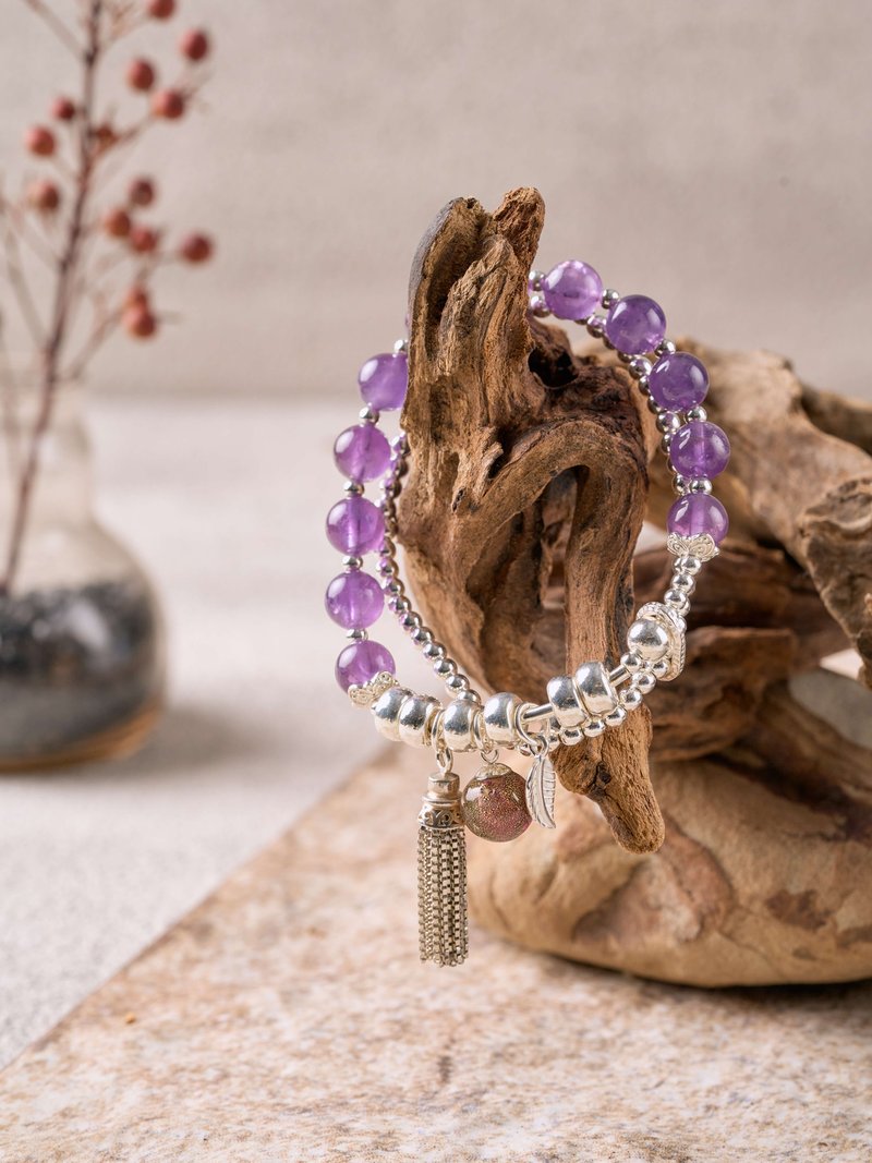 Purity 925 Sterling Silver Tassel Amethyst Aromatherapy Oil Bracelet - Bracelets - Crystal Purple