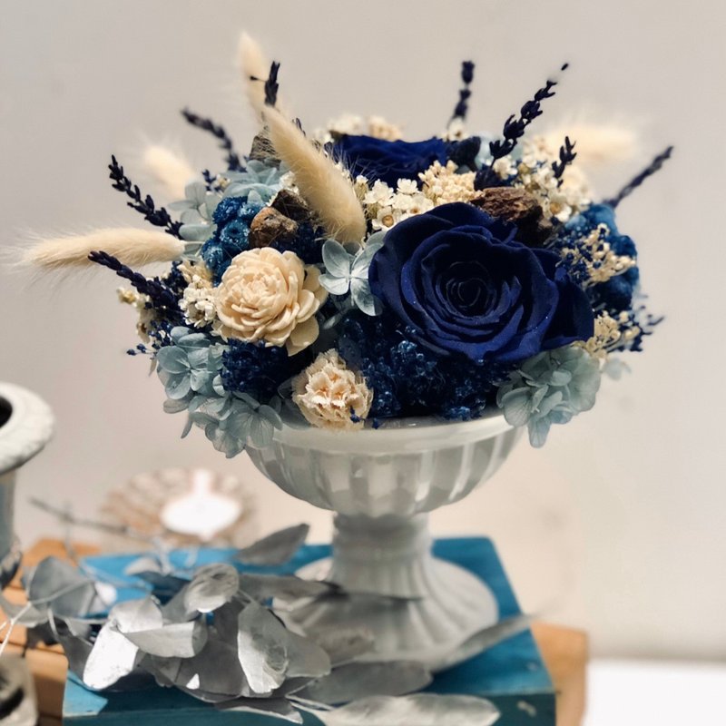 Immortal rose Roman basin Mediterranean wind does not wither flowers|Birthday exchange gift first choice|Taipei can pick it up - Dried Flowers & Bouquets - Plants & Flowers Blue