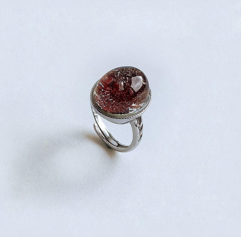 寶石系 天然礦石 紅幽靈 戒指 - 戒指 - 寶石 紅色