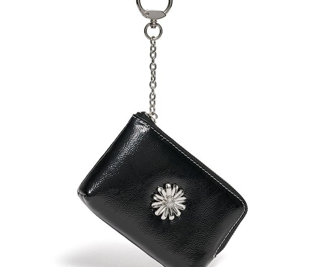 ★lemasque★ Daisy Keyring Coin Zipper Card Wallet Pouch Bla Daisy Keyring Coin Zipper Card Wallet Pouch Black - Shop
