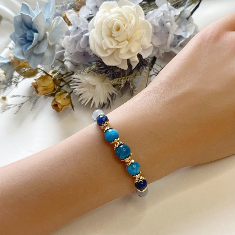 Confident and joyful blue phosphorite lapis lazuli blue line Stone Stone natural crystal bracelet - Bracelets - Crystal 