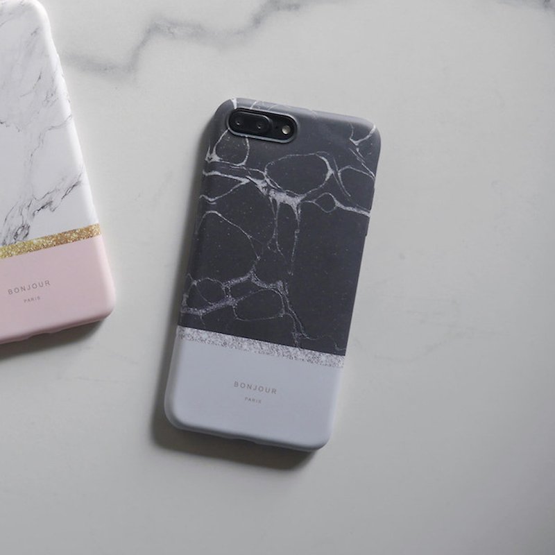 Cloud silk black gray marble mobile phone shell - Phone Cases - Other Materials Gray