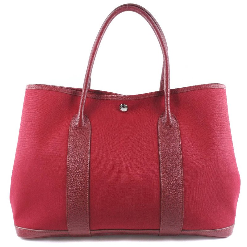 【日本直送】エルメス HERMES ガーデンパーティPM ハンドバッグ トワルオフィシエ 赤  レディース【中古】 - 手提包/手提袋 - 棉．麻 紅色