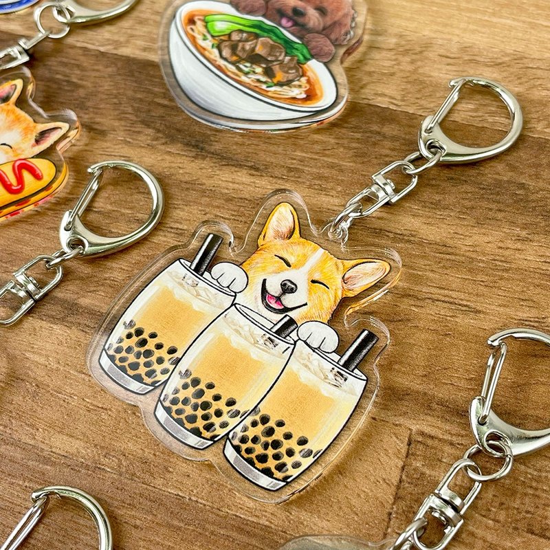汪汪食光/狗狗與台灣美食_造型壓克力鑰匙圈 - 鑰匙圈/鑰匙包 - 壓克力 多色