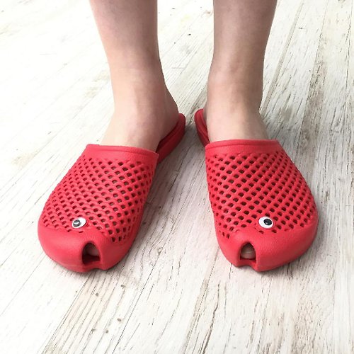 SPICE 日本雜貨 台灣代理 【SPICE】日本 金魚造型拖鞋(約23~25cm)- 紅色