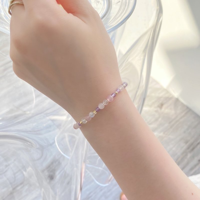 Crystal bracelet x natural stone bracelet x lavender amethyst x labradorite x rose quartz 14KGF Stone| spring atmosphere - สร้อยข้อมือ - คริสตัล หลากหลายสี