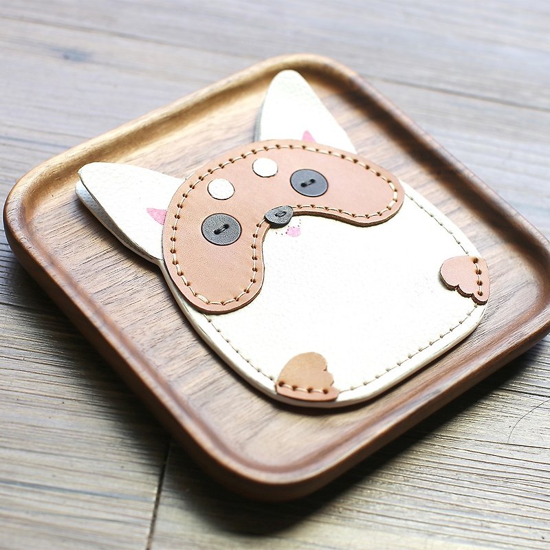 Shiba Handmade leather ID card / leisure card / ID card holder - ที่ใส่บัตรคล้องคอ - หนังแท้ สีส้ม