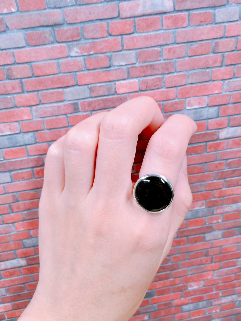 天然黑瑪瑙戒指(男女皆適合) - 對戒 - 寶石 黑色