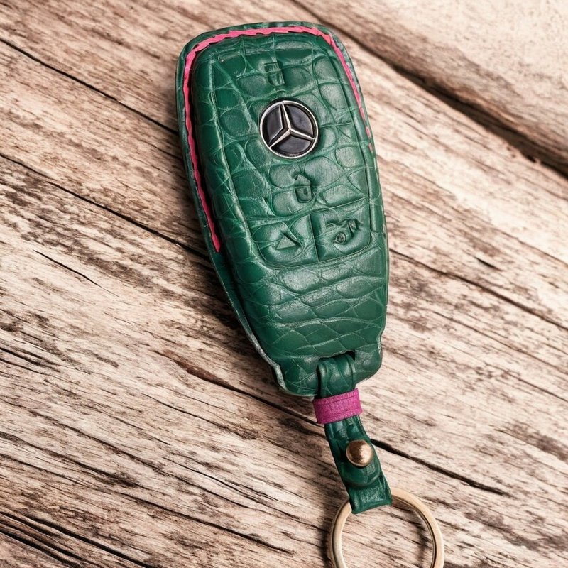 Mercedes-Benz 車鑰匙皮套 鱷魚鱷魚皮 - 鑰匙圈/鑰匙包 - 真皮 綠色