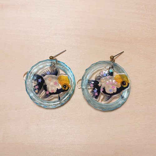 鳥嶼 Niaoyoo 復古童趣天藍金魚圈圈耳環