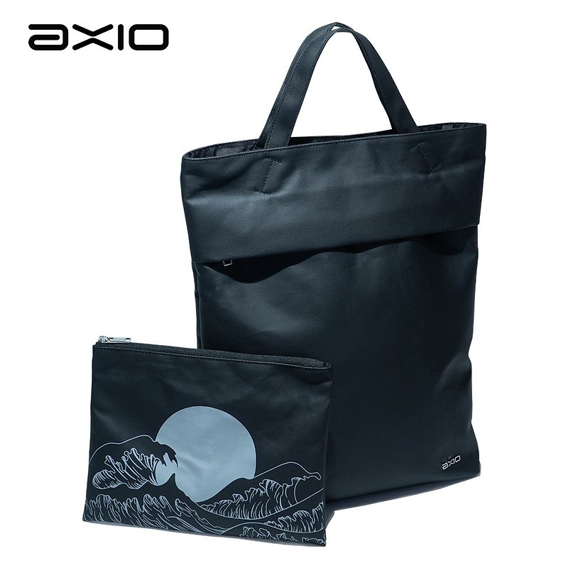 AXIO KISS 3WAY Multi-Function Three-Piece Ukiyo-e Canvas Bag (AK-453) Black - กระเป๋าถือ - ไฟเบอร์อื่นๆ 