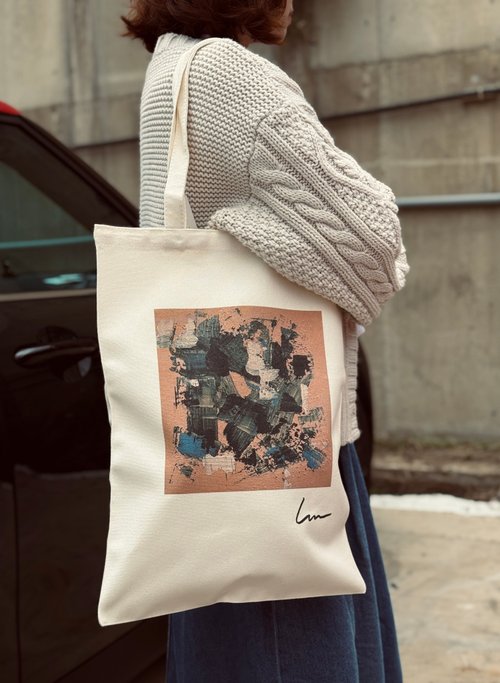 daydream-studio ART BAG 藝術家抽象畫帆布包-恐懼與獨白
