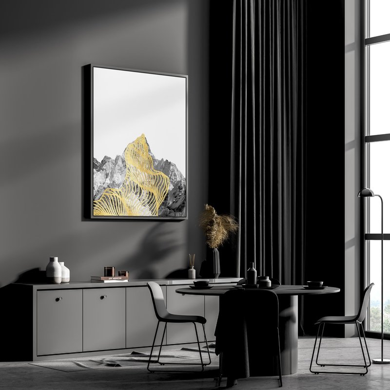 流金山色VI - 輕奢流金山峰掛畫/新年掛畫/金色大氣客廳掛畫 - 海報/掛畫/掛布 - 其他材質 金色