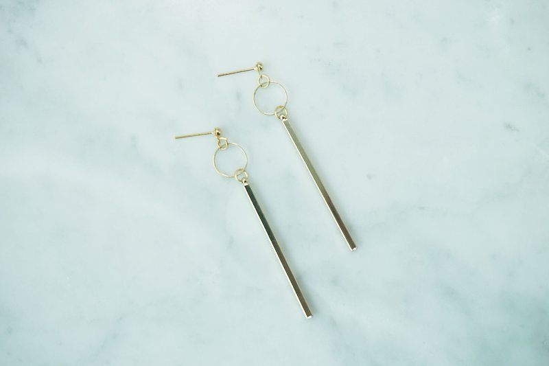 Geometric Vertical Bar Earring - Earrings & Clip-ons - Other Metals Gold