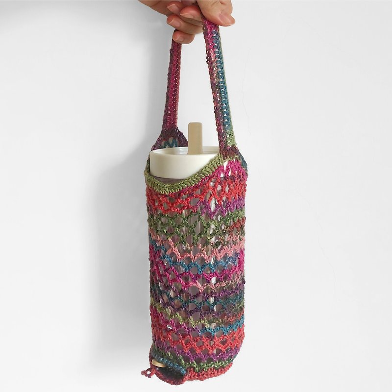 Can store hole drink bag_ Flower Arch Bridge - Beverage Holders & Bags - Wool Purple