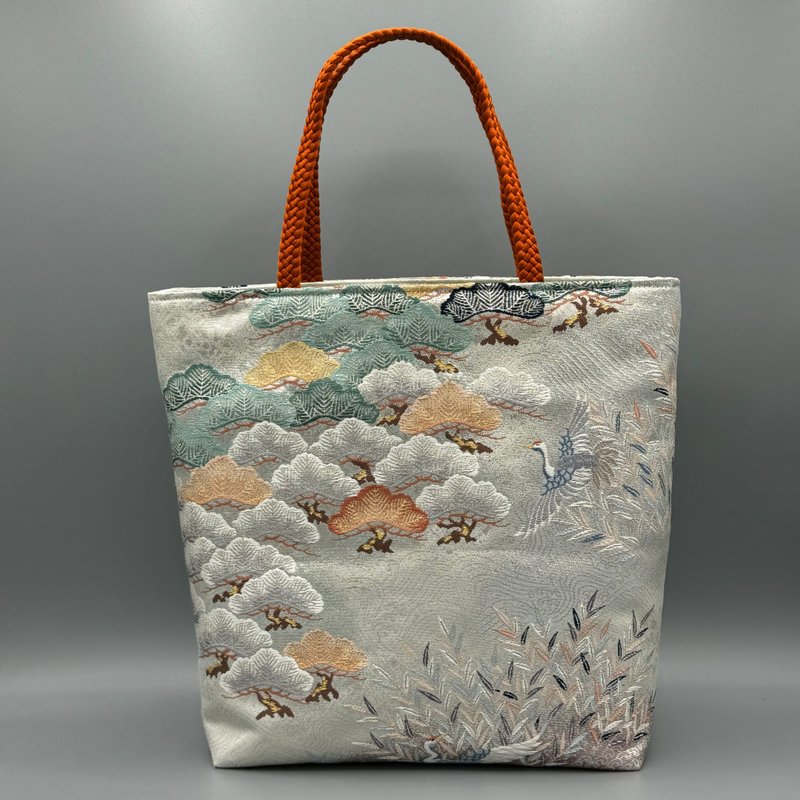 Kimono Obijime Remake Tote bag - Handbags & Totes - Silk Silver