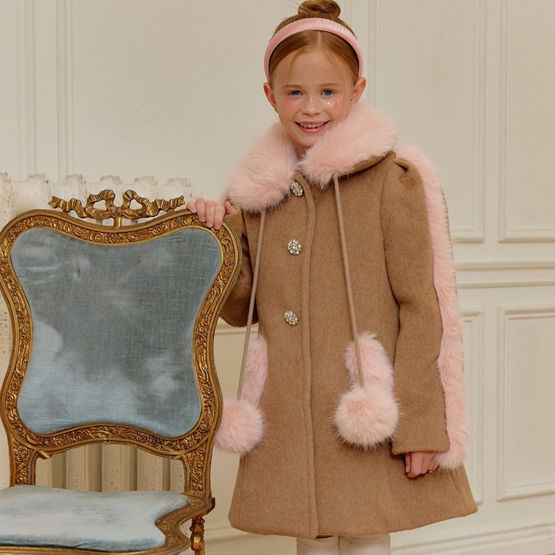 Pom Pom Princess Coat-Brown - 男/女童外套 - 其他材質 咖啡色