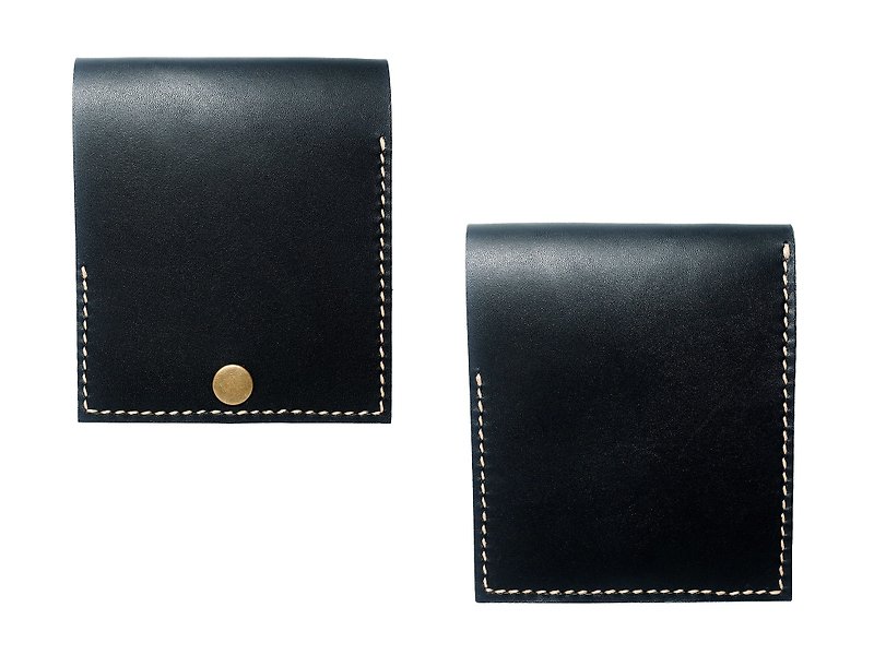 Leather Wallet (14 colors / engraving service) - กระเป๋าสตางค์ - หนังแท้ สีดำ