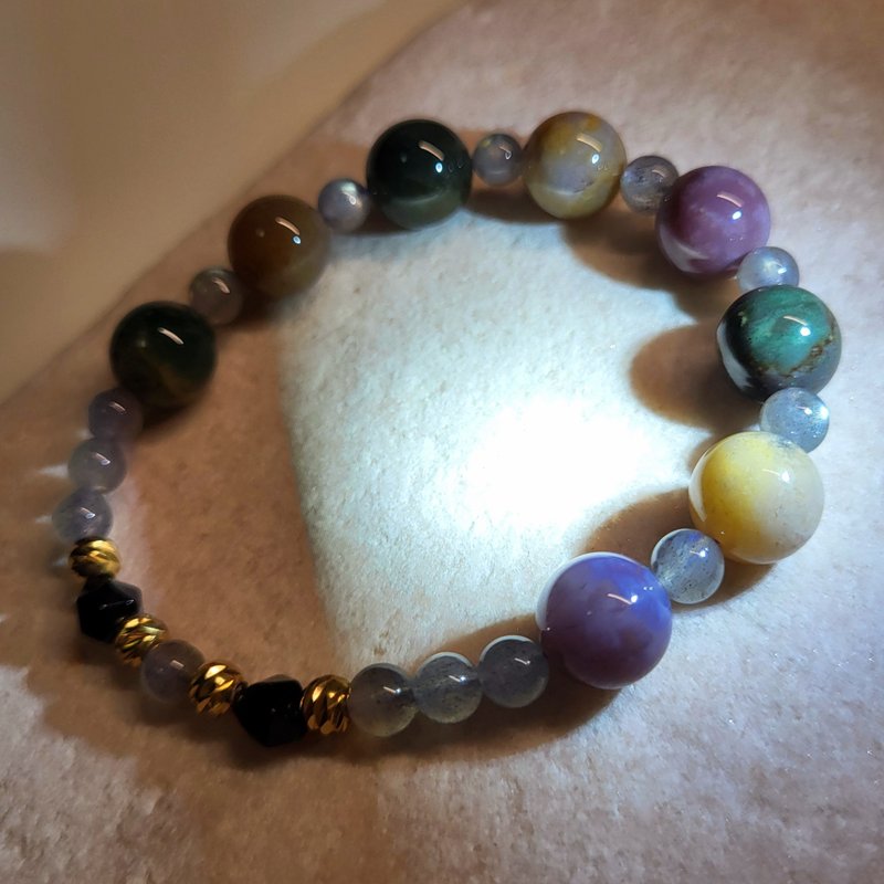 •Gentle Queen•Ocean Jasper Crystal Bronze Bracelet - Bracelets - Crystal Multicolor