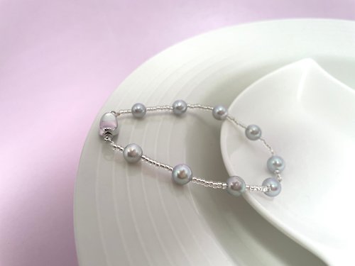 Athena珍珠設計 天然海水珍珠 真多麻 炫彩 純銀扣 手鏈