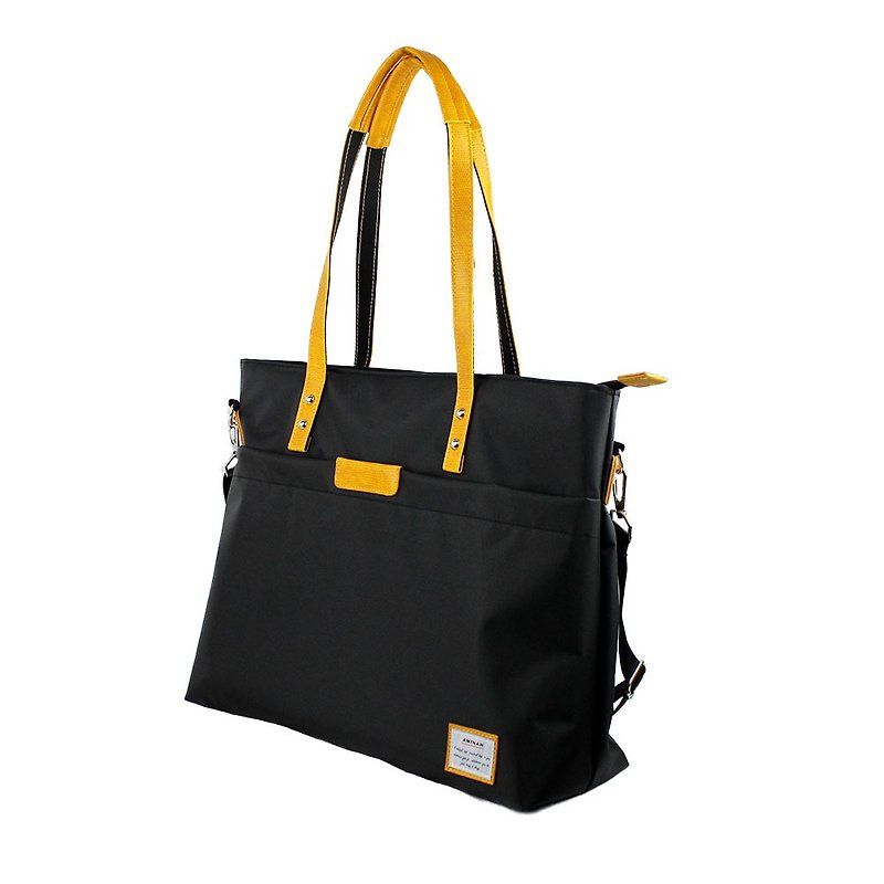 AMINAH-Yellow Lightweight Shoulder Bag【am-0306】 - กระเป๋าแมสเซนเจอร์ - เส้นใยสังเคราะห์ สีเหลือง