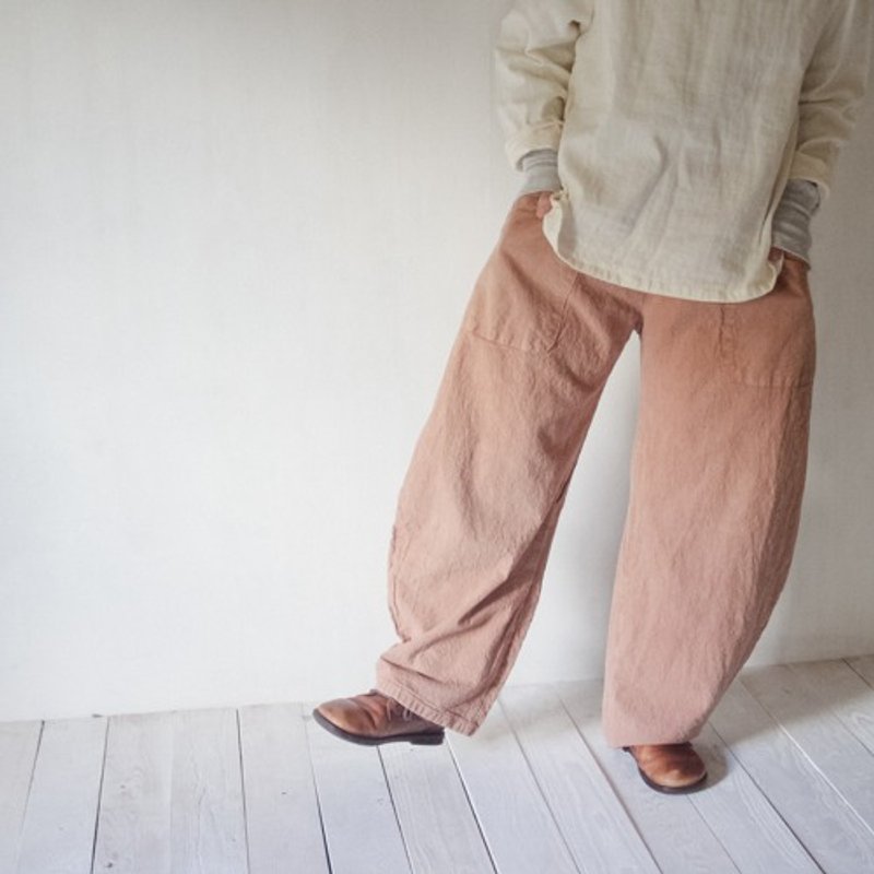 Pinkoi 代購 - saBo-/植物染色/麻棉櫻花灰 - 女長褲 - 棉．麻 