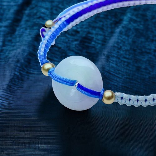 瓔珞珠寶盒 E.L.Jewelry Box 【願‧平安】冰種飄綠翡翠平安扣編織手鍊 | 天然緬甸翡翠A貨