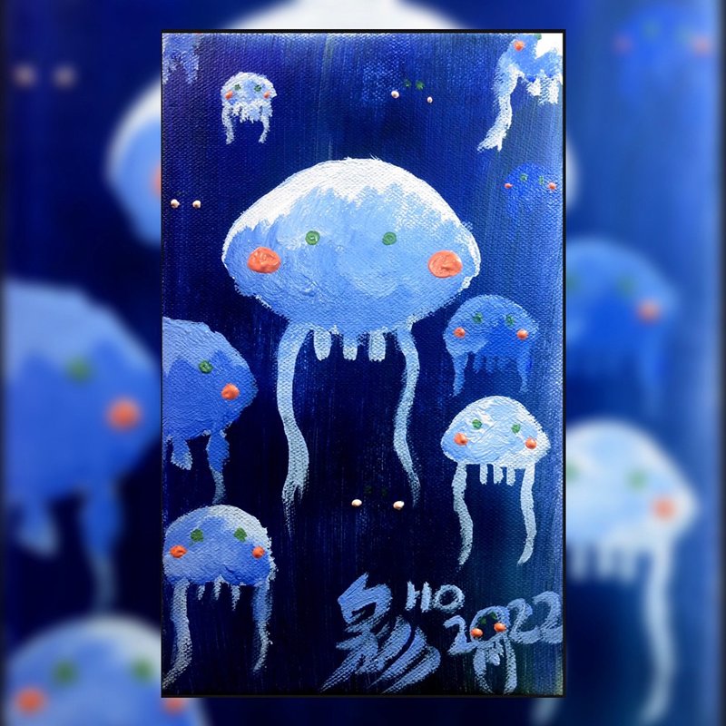 壓克力畫作 - J-Mo - 海報/掛畫/掛布 - 棉．麻 藍色