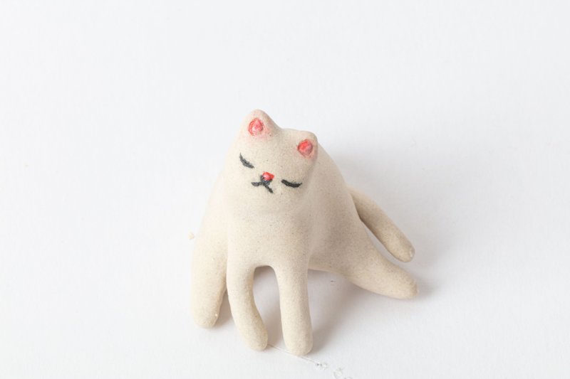 White Cat Series—What to Think About - Items for Display - Pottery White