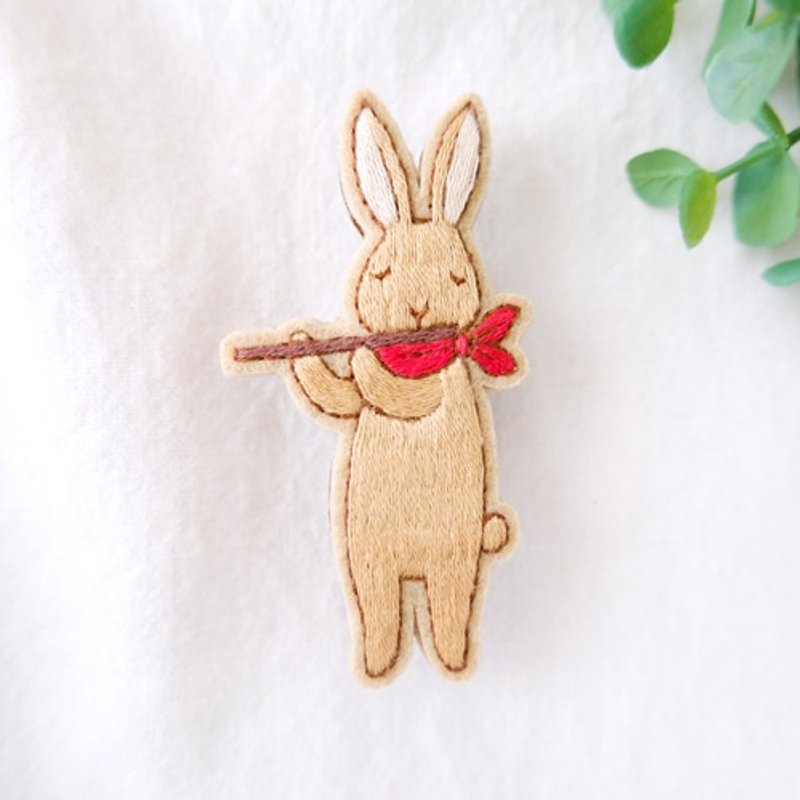 Animal music troupe Brooch Rabbit - เข็มกลัด - ผ้าฝ้าย/ผ้าลินิน 