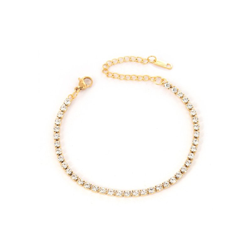 ゴールドメッキジルコン テニスブレスレットレディース - ブレスレット - ステンレススチール ゴールド