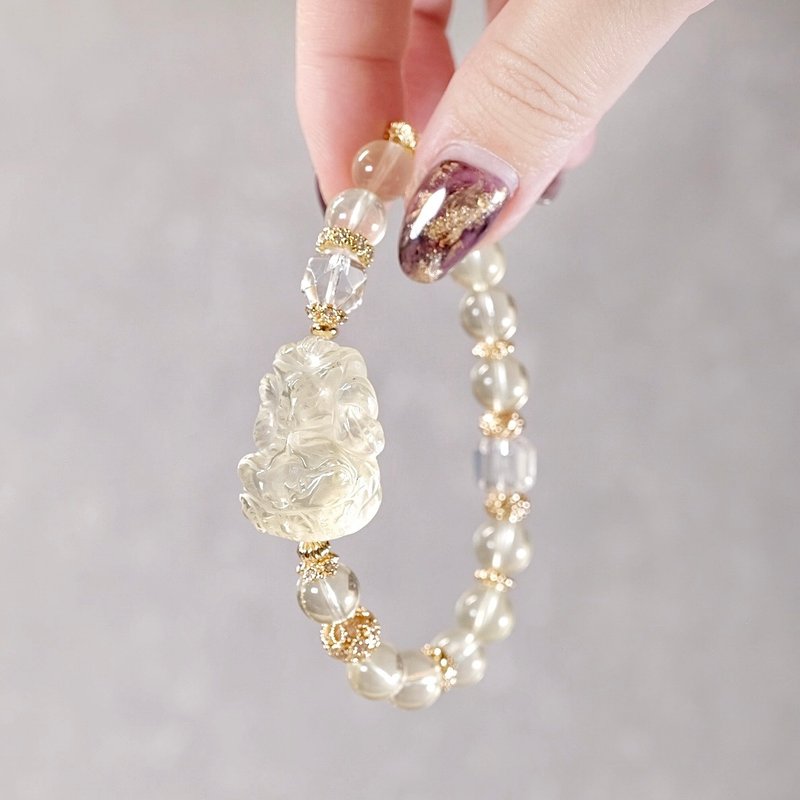 Citrine white crystal nine-tailed fox fox fairy bracelet natural mineral crystal - สร้อยข้อมือ - เครื่องเพชรพลอย สีเหลือง