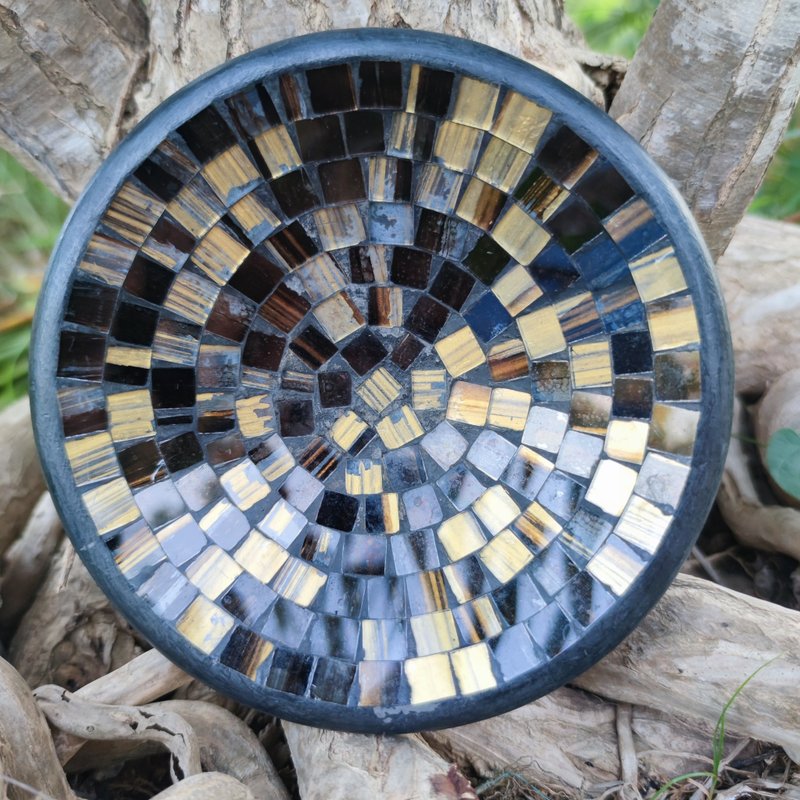 Vintage Ceramic Glass Art Bowl - 碗 - 玻璃 咖啡色