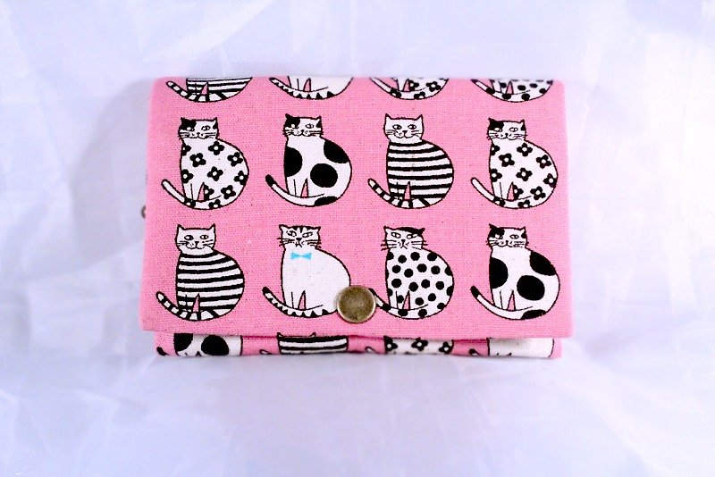 Multi-level coin purse-pink, count and see how many cats there are - Coin Purses - Cotton & Hemp 