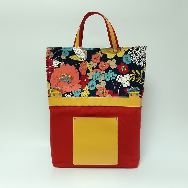 Pink 3way bag / three-use bag / canvas bag / handbag / cross-body bag / A4 bag - Messenger Bags & Sling Bags - Cotton & Hemp Red