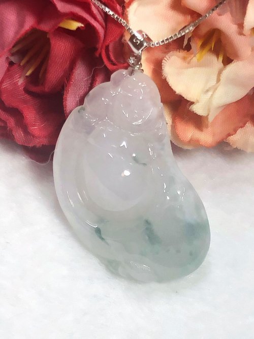 多寶晶石 多寶晶石/天然翡翠A貨隨型彌勒佛/藍花/布袋佛/佛公/細糯起冰