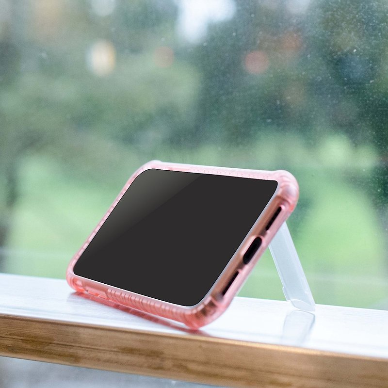 Stiff Series│iPhone X/Xs (5.8吋) 站立式空壓保護殼-粉霓色 - 手機殼/手機套 - 塑膠 粉紅色