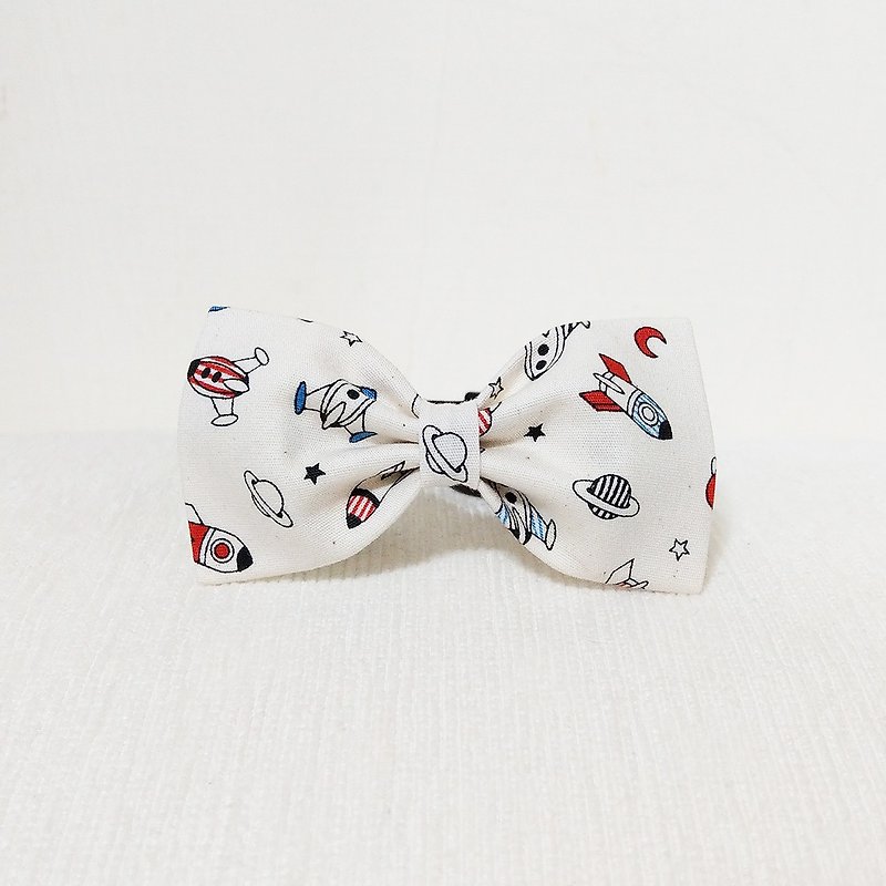 Ella Wang Design Bowtie Bowtie Bowtie Cat Dog Rocket Spaceman Alien - Collars & Leashes - Cotton & Hemp White