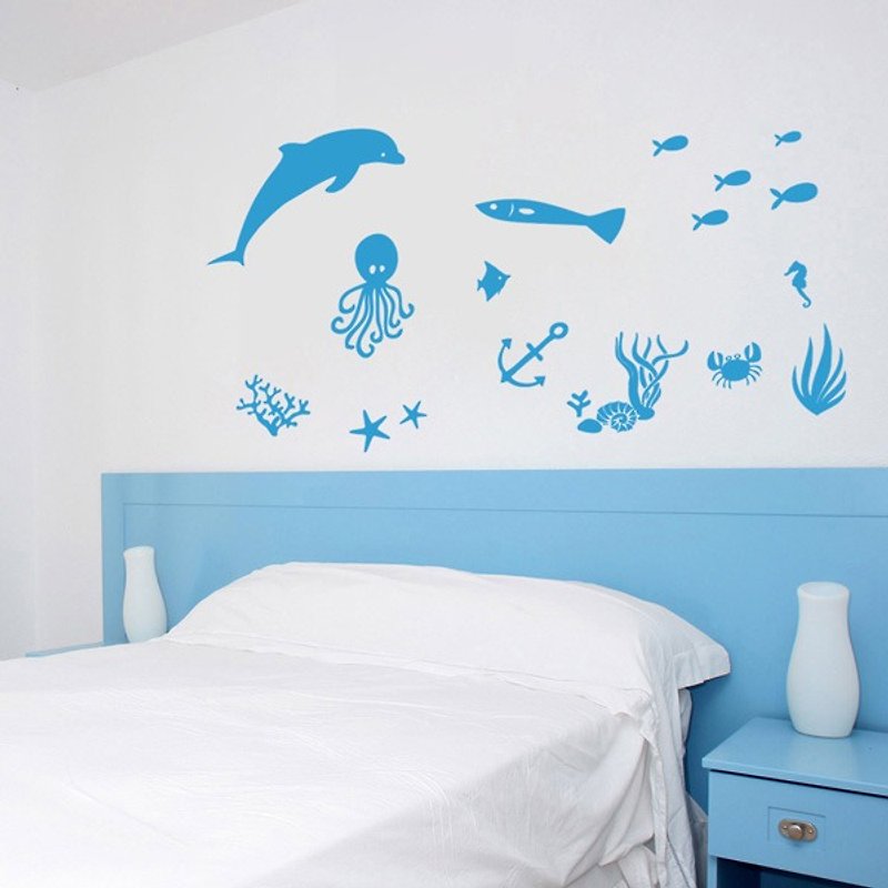 Smart Design 創意無痕壁貼◆海洋世界(8色可選) - 牆貼/牆身裝飾 - 紙 藍色