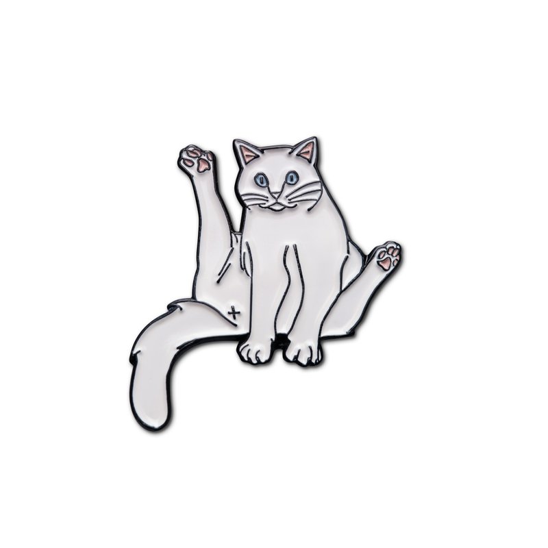 Enamel Pin Sitting Cat - 徽章/別針 - 琺瑯 白色