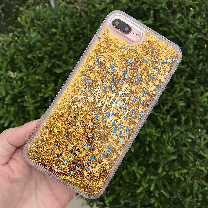 Personalised Liquid Glitter Custom Name Glittering Case for iPhone 8, iPhone 8 Plus, iPhone 7 7Plus 6/6s 6/6s Plus, more colors options - Phone Cases - Plastic Yellow