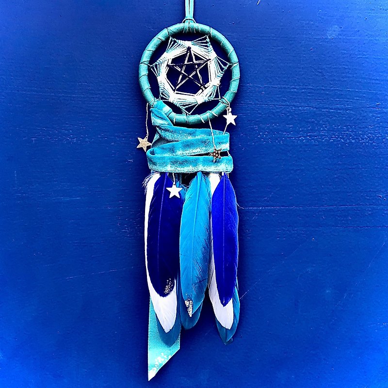 Galaxy Milky Way - Leather Dream Catcher Charm - Car Charm - Items for Display - Genuine Leather Blue